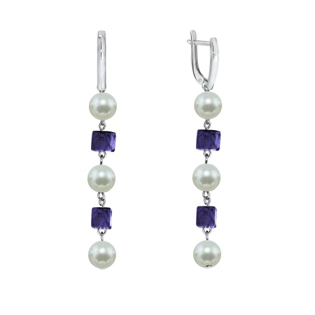 Купить оптом серьги из серебра с агатами и жемчугами 2340870673-20 от Krasnoe