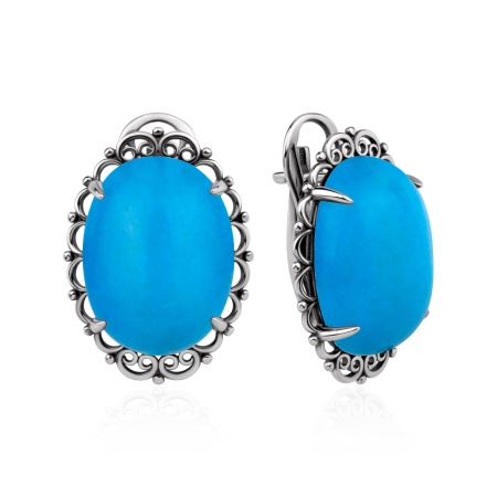Купить оптом серьги из серебра с бирюзой 2340Б26313 от Krasnoe