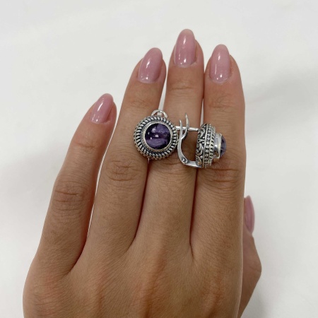 Купить оптом серьги из серебра с чароитами 2310461526-1 от Krasnoe