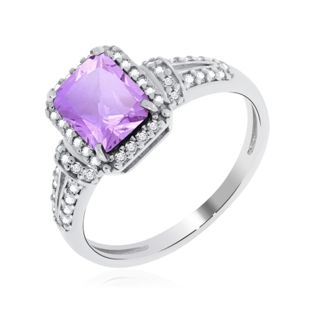 Купить оптом кольцо из серебра с аметистом и фианитами 1340791937л от Krasnoe