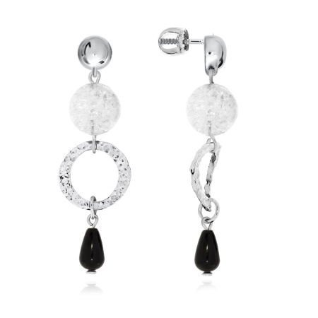 Купить оптом пусеты из серебра с агатами и кварц трещиноватыйами 2340871293-75 от Krasnoe