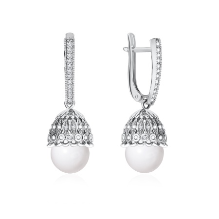 Купить оптом серьги из серебра с агатами и фианитами 2340390531л-1-10 от Krasnoe