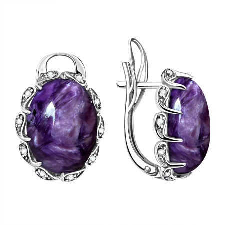 Купить оптом серьги из серебра с чароитами и фианитами 2340465114л от Krasnoe