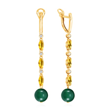 Купить оптом серьги из серебра с агатами, цитринами и фианитами 2320871204л-2-72 от Krasnoe