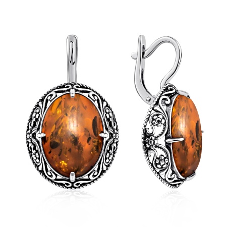 Купить оптом серьги из серебра с янтарём 2310485087 от Krasnoe