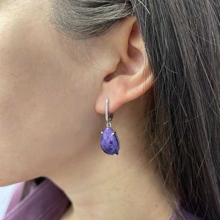 Купить оптом серьги из серебра с чароитами 2340460500 от Krasnoe