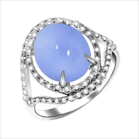 Купить оптом кольцо из серебра с халцедоном и фианитами 1340600194-70 от Krasnoe