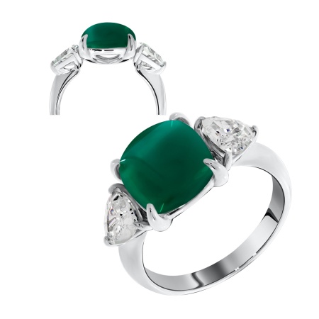 Купить оптом кольцо из серебра с агатом и фианитами 1340390872-60 от Krasnoe