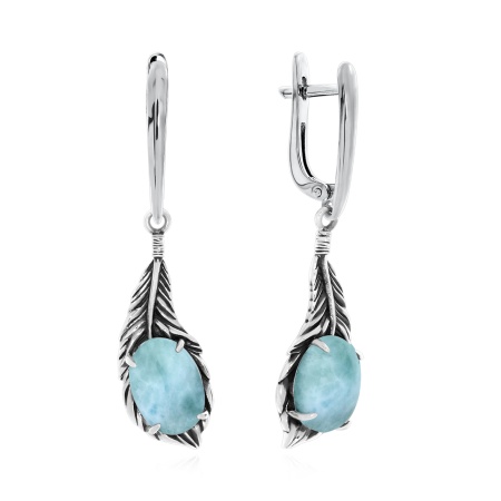 Купить оптом серьги из серебра с ларимарами 2310Л11601-1 от Krasnoe