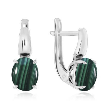Купить оптом серьги из серебра с малахитами 2340380045 от Krasnoe