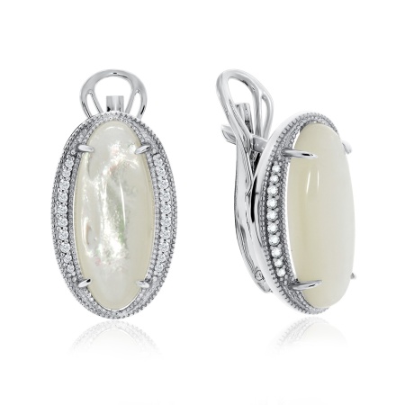 Купить оптом серьги из серебра с перламутрами и фианитами 2340490938л от Krasnoe