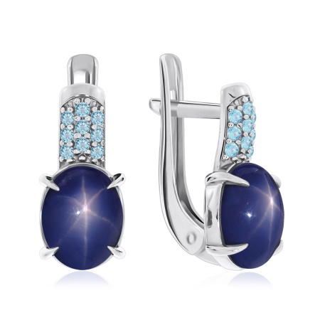 Купить оптом серьги из серебра с сапфир звездчатыйами и ситаллами 2340940373л-83 от Krasnoe