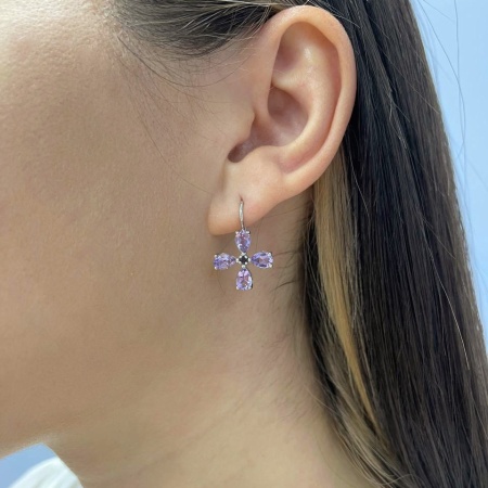 Купить оптом серьги из серебра с гранатами и аметистами 2340061090-2 от Krasnoe