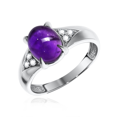 Купить оптом кольцо из серебра с аметистом и фианитами 1340790372л от Krasnoe