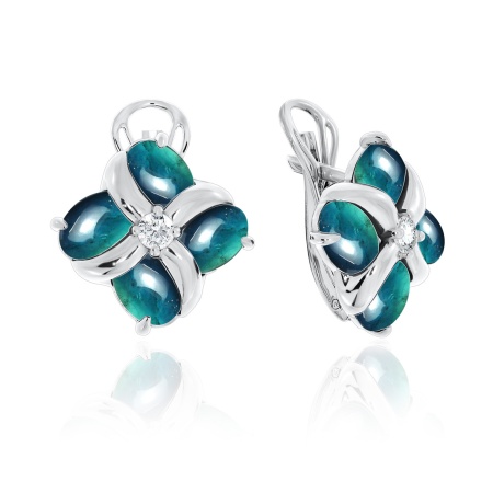 Купить оптом серьги из серебра с фианитами и ситаллами 2340882908-78 от Krasnoe