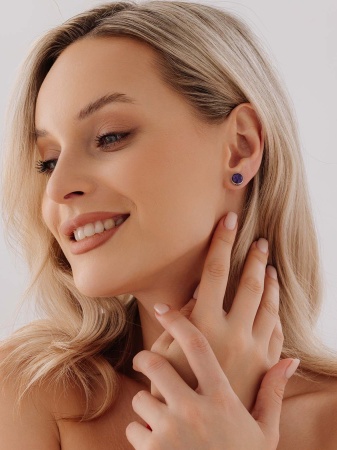 Купить оптом пусеты из серебра с аметистами П340062780 от Krasnoe