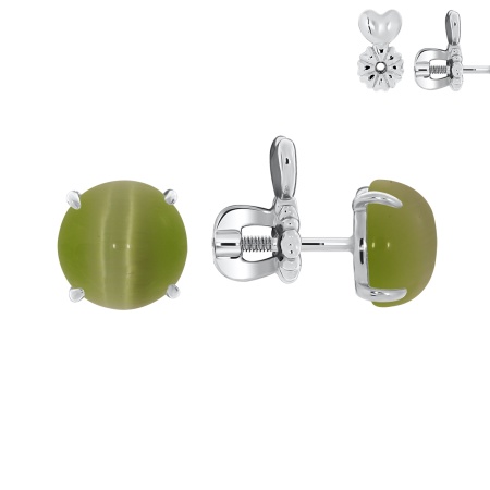 Купить оптом пусеты из серебра с кошачий глазами П340262680-57 от Krasnoe