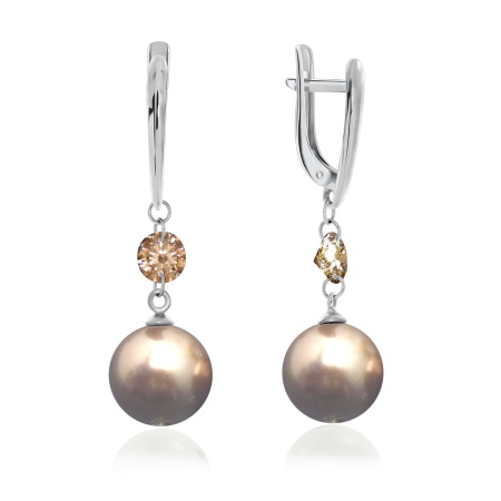 Купить оптом серьги из серебра с топазами и жемчугами 2340100619-43 от Krasnoe