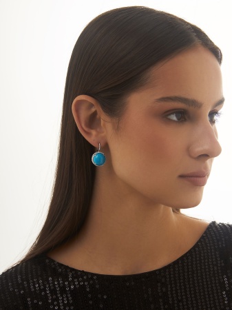 Купить оптом серьги из серебра с бирюзой 2340Б25179 от Krasnoe