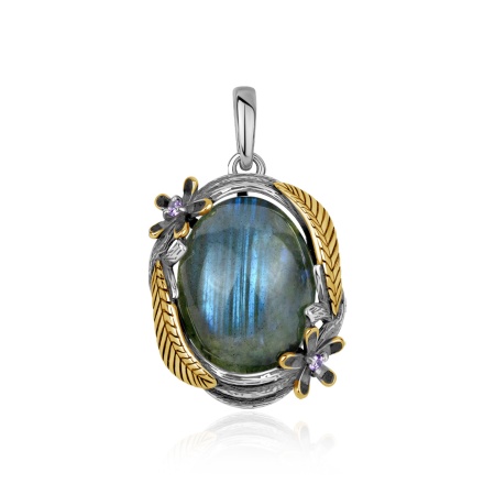 Купить оптом подвеска из серебра с лабрадоритом и фианитами 3317Л05330 от Krasnoe