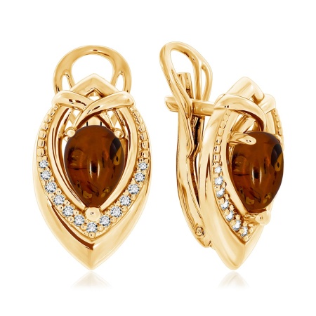 Купить оптом серьги из серебра с янтарём и ситаллами 2320860948-50 от Krasnoe