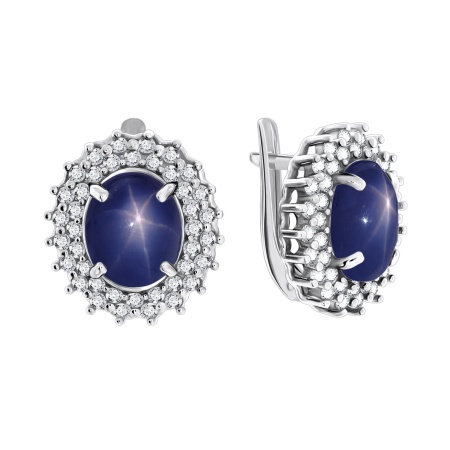 Купить оптом серьги из серебра с сапфир звездчатыйами и фианитами 2340940150-8 от Krasnoe