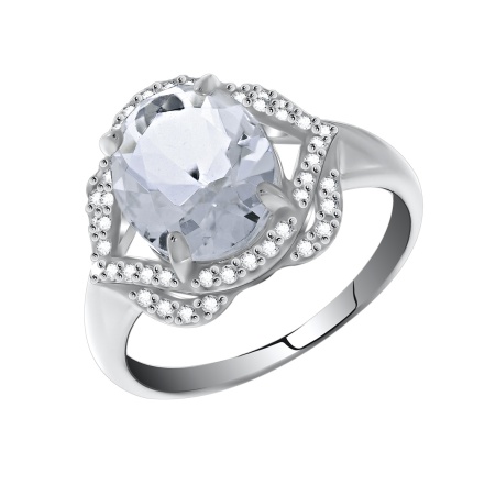 Купить оптом кольцо из серебра с кварцем и фианитами 1340180096 от Krasnoe