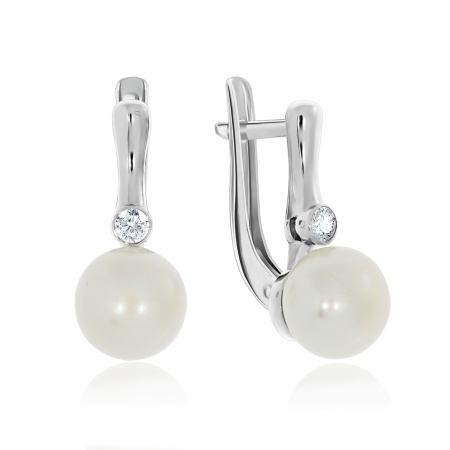 Купить оптом серьги из серебра с жемчугами и фианитами 2340050834л от Krasnoe