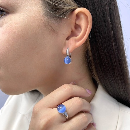 Купить оптом серьги из серебра с кошачий глазами 2340261263-70 от Krasnoe