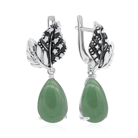 Купить оптом серьги из серебра с нефритами и фианитами 2317352266 от Krasnoe