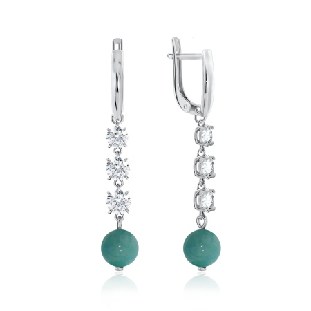 Купить оптом серьги из серебра с амазонитами и фианитами 2340371510 от Krasnoe