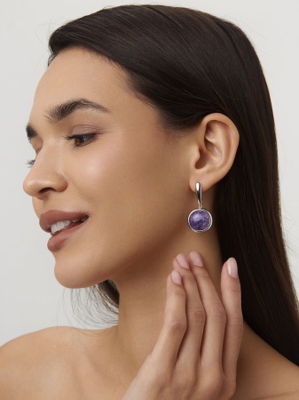 Купить оптом серьги из серебра с чароитами 2340460396 от Krasnoe