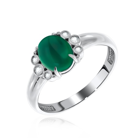 Купить оптом кольцо из серебра с агатом и фианитами 1340390971л-60 от Krasnoe