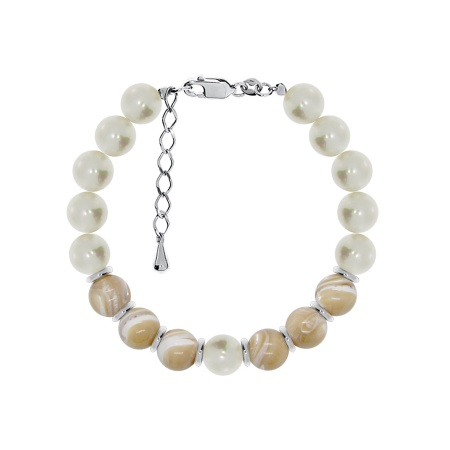 Купить оптом браслет из серебра с перламутрами и жемчугами 4340876446-17-55 от Krasnoe