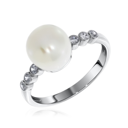 Купить оптом кольцо из серебра с жемчугом и фианитами 1340050800л-1 от Krasnoe