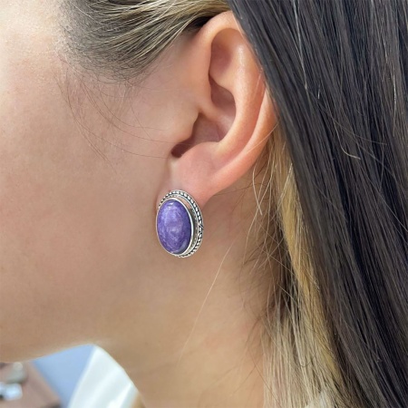 Купить оптом серьги из серебра с чароитами 2310460969 от Krasnoe