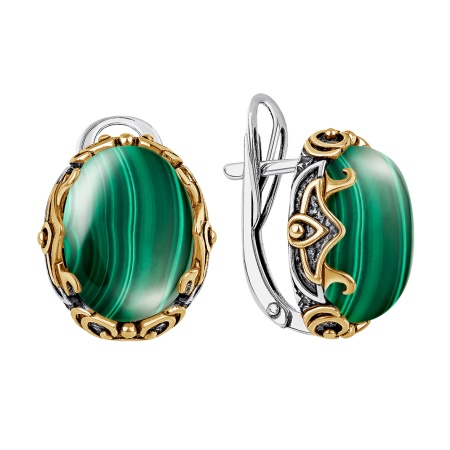 Купить оптом серьги из серебра с малахитами 2317385166 от Krasnoe