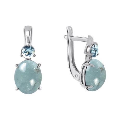 Купить оптом серьги из серебра с ситаллами и аквамаринами 2340090367 от Krasnoe