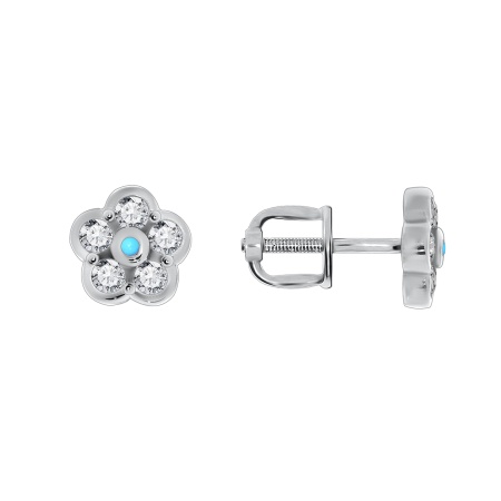 Купить оптом пусеты из серебра с ситаллами и фианитами 2340873524 от Krasnoe