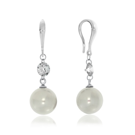 Купить оптом серьги из серебра с жемчугами и фианитами 2340240607 от Krasnoe