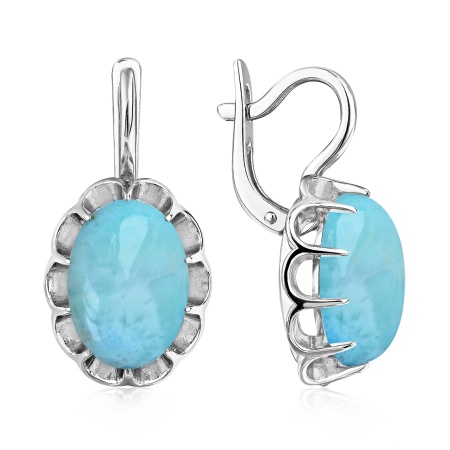 Купить оптом серьги из серебра с ларимарами 2340Л15094 от Krasnoe