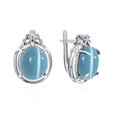 Купить оптом серьги из серебра с кошачий глазами 2340260111-7 от Krasnoe