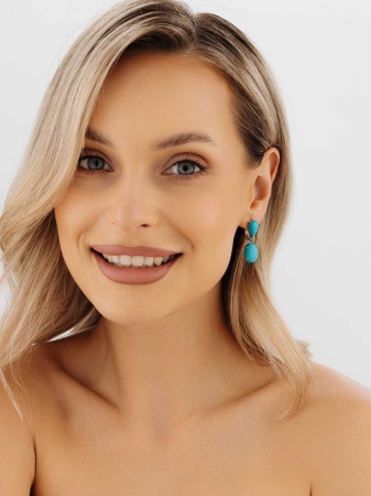 Купить оптом серьги из серебра с ситаллами и бирюзой 2340311434-78 от Krasnoe