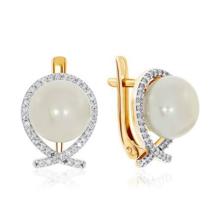 Купить оптом серьги из серебра с жемчугами и фианитами 2329050801л от Krasnoe