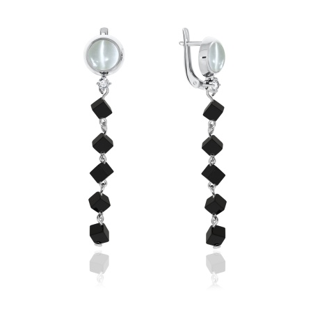 Купить оптом серьги из серебра с кошачий глазами, фианитами и агатами 2340870676-6 от Krasnoe