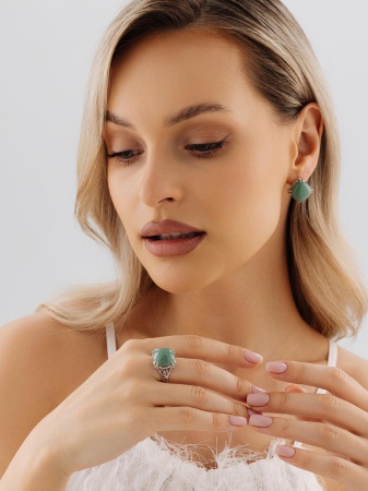 Купить оптом серьги из серебра с авантюринами 2340361861-1 от Krasnoe