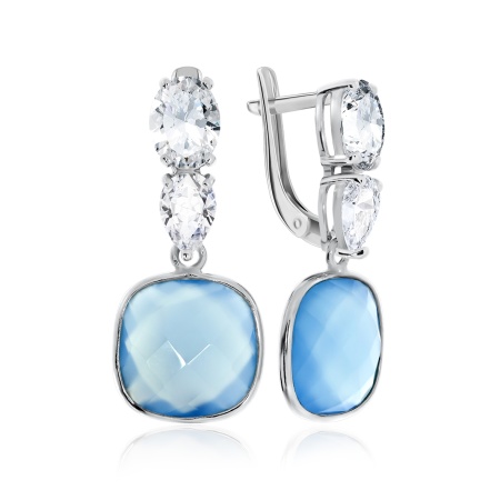Купить оптом серьги из серебра с халцедонами и фианитами 2340602938-70 от Krasnoe