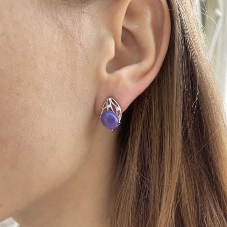 Купить оптом серьги из серебра с чароитами и фианитами 2340460985 от Krasnoe