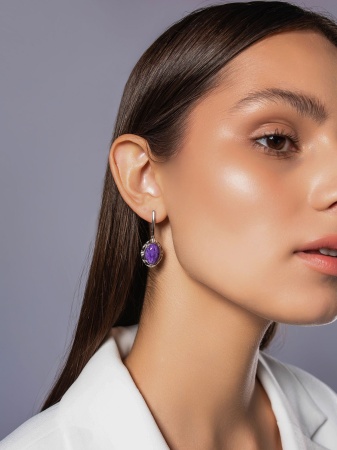 Купить оптом серьги из серебра с чароитами 2340465702 от Krasnoe