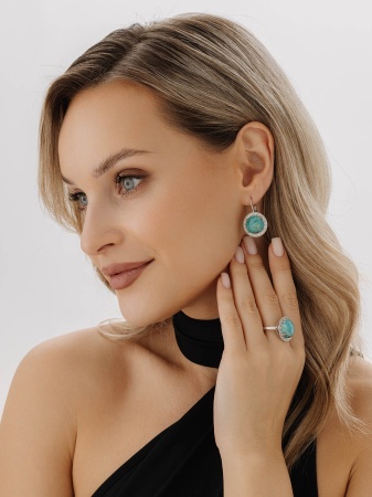 Купить оптом серьги из серебра с бирюзой 2340311999 от Krasnoe